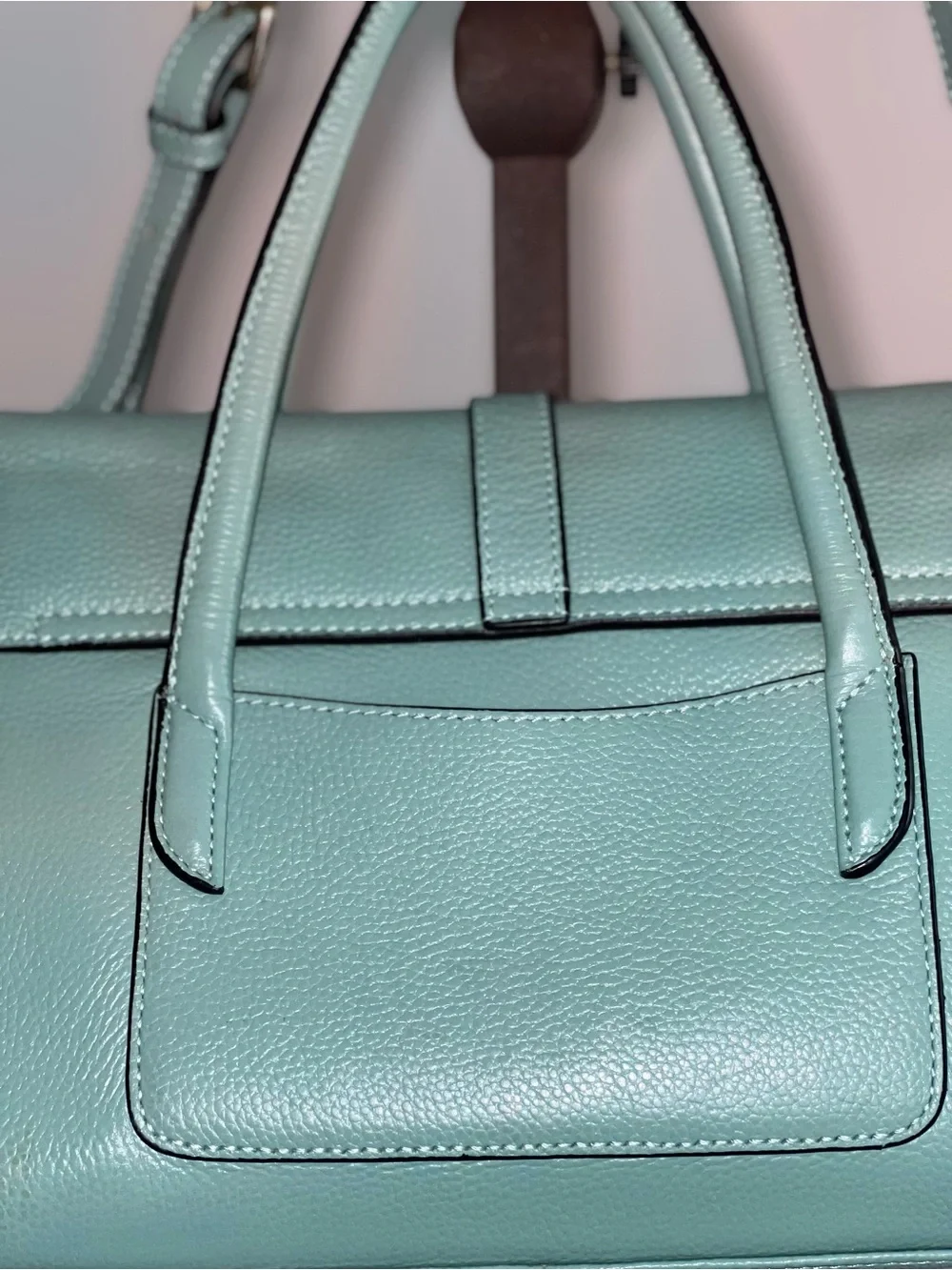 Jack&Chris Style Leather Satchel/Tote Bag - Sage Mint Green
